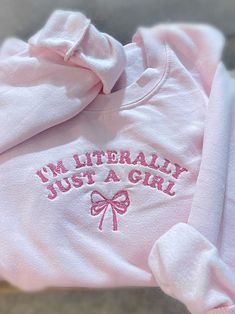 Women's gildan sweatshirt  Handmade  Embroidered Aesthetic Embroidered Sweatshirt, Clothing Ideas Aesthetic, Pink Things To Buy, Cute Pink Tops, Pink Clothes Aesthetic, Where To Buy Cute Clothes, Pink Clothes, Custom Sweatshirt Ideas, Aesthetic Sweatshirt