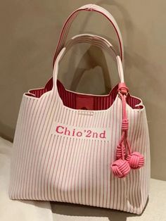 Chio2nd Commuting Pink Tidal Wave Tote Bag 2024 New Fashion Large Shoulder Bag Women Patchwork Knitted Bag, Suitable For Working Women, Ladies, Girls Pink Cute   Fabric Colorblock,Letter,Plaid,Striped Square Bag   Women Bags, size features are:Bust: ,Length: ,Sleeve Length: Pink Luggage, Fashion Tote Bag, Pink Purse, Large Shoulder Bags, Magnetism, Big Bags, Knitted Bags, Square Bag, Womens Tote