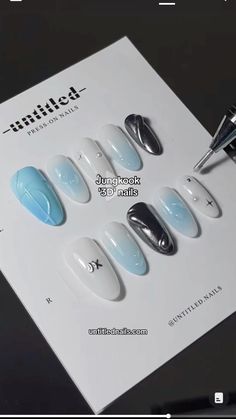 Album Inspired Nails, Korean Nail Designs, Jungkook 3d, Korean Nail, Fake Nails Designs, Korean Nail Art, Golden Nails