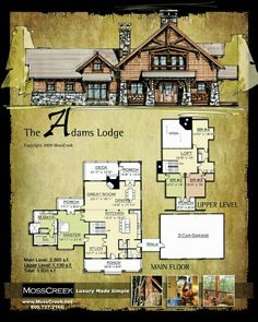 the floor plan for this log cabin home