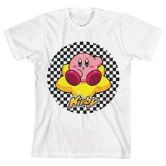 Show off your favorite video game character when you wear this youth white t-shirt! The Kirby character tee features a big, colorful graphic that has been professionally printed to ensure long-lasting print quality. The Kirby fan apparel tee shirt is white, and has short sleeves for comfort and style in any weather. The classic video game character apparel is made of 100percent preshrunk cotton. It can be machine washed in cold water with like colors, then tumble dried for easy care. As an offic White Crew Neck Top With Cartoon Print Sublimation, Gamer Style White Top For Streetwear, White Cartoon Print T-shirt For Fans, White Character Print T-shirt For Fans, White Sublimation Character Print For Fan Merchandise, White Cotton Cartoon Print Sublimation Design, Kirby Clothes, White Cotton T-shirt With Cartoon Sublimation Design, Kirby Shirt Design