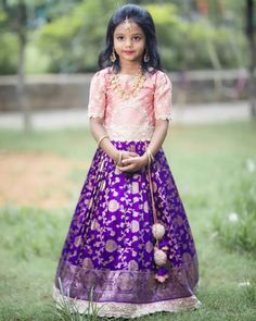 Banaras Lehenga Designs, Lehenga Designs For Kids, Kids Lehanga Design, Banaras Lehenga, Lehenga For Kids, Benaras Sarees, Kids Saree, Baby Lehenga, Pattu Dress