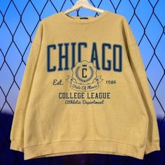 Chicago Ilinois college state athletic Unisex Sweatshirt vintage style University Alumni Crewneck Jumper Pullover on Storenvy College Hoodies Aesthetic, Urban Sweatshirt With Letter Print For Sports Season, Urban Style Letter Print Sweatshirt For Sports Season, Varsity Letter Print Sweater For Winter, Varsity Sweater For Winter Streetwear, Winter Varsity Sweater For Streetwear, Casual Fall Campus Sweatshirt, Casual Fall Sweatshirt For Campus, Letter Print Sweater For Streetwear During Sports Season