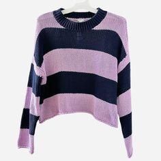 Aerie Blue & Purple Striped Knit Pullover Sweater Condition: Brand New With Tags Note: Please View All Photos Carefully For Item Description. Thank You. Purple Stripes Sweater, Cozy Soft Knit Purple Top, Trendy Purple Soft Knit Sweater, Cozy Purple Crew Neck Sweater, Lavender Crew Neck Casual Sweater, Lavender Casual Crew Neck Sweater, Casual Lavender Crew Neck Sweater, Casual Lavender Knit Tops, Purple Soft Knit Crew Neck Sweater