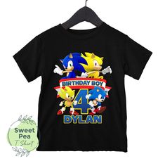 Custom Sonic Birthday Shirt, Sonic Birthday Shirt, Sonic Birthday Party, Sonic Birthday Shirts, Sonic Shirt, Sonic Shirt for Kids. ✅ Please read description and check photos for more information! ⭐ How to place an order:  1) Select the size and color. 2) Select the quantity of shirts. 4) Add to Cart 👉 Shipping: 1-3 days. ✅ If you have any problem with your order, please contact me. I'm happy to help.  🌸 Care Instruction: Please wash inside out with warm water and don't put dryer, do not iron d Sonic 4th Birthday, Sonic Birthday Shirt, Sonic Shirt, Sonic Birthday Party, Sonic Birthday Parties, Sonic Party, Sonic Birthday, Family Birthday Shirts, Birthday Boy Shirts