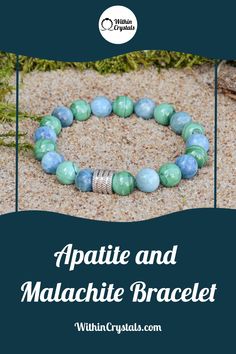 Elevate your style with this stunning Apatite and Malachite bracelet 💎 Handcrafted with love and positive energy, this bracelet is perfect for attracting abundance and joy into your life ✨ Shop now and experience the power of Apatite and Malachite! #crystalbracelet #healingcrystals #apatite #malachite Apatite Natural Stone Bracelets As Gift, Holistic Agate Gemstone Bracelets, Turquoise Apatite Spiritual Bracelets, Spiritual Chrysocolla Beaded Bracelet With Natural Stones, Chrysocolla Gemstone Beads Bracelet For Gift, Red Jasper Bracelet, Attracting Abundance, Malachite Bracelet, Jasper Bracelet