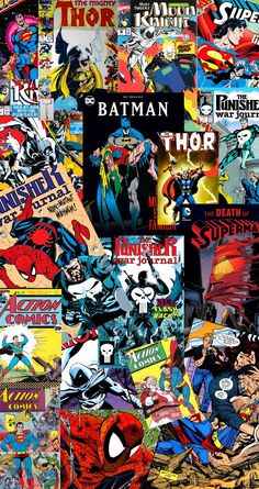 many different comics are shown in this collage, including batman and spider - man