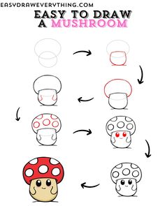 how to draw mushroom step by step for kids