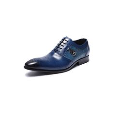 Introducing the LuxePrint Exotic Lace-Up Oxford Brogue Casual Shoes, a symbol of sophistication and style. Crafted with genuine cow leather, these shoes embody luxury and durability. The lace-up closure ensures a secure and comfortable fit, while the pointed toe shape adds a touch of elegance. Elevate your footwear game with these eye-catching shoes that are perfect for any occasion. Experience the breathability and comfort of the genuine leather lining, ensuring all-day wearability. Don't miss out on the opportunity to make a statement with the LuxePrint Exotic Lace-Up Oxford Brogue Casual Shoes. Blue Oxford Dress Shoes With Brogue Detailing, Blue Brogue Dress Shoes, Blue Business Oxfords, Blue Lace-up Oxfords For Derby, Blue Lace-up Oxfords For Business, Blue Wingtip Dress Shoes For Office, Blue Pointed Toe Oxfords For Formal Occasions, Blue Brogue Oxfords With Almond Toe, Blue Oxford Leather Shoes With Plain Toe