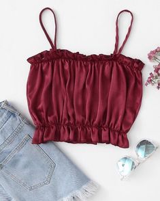 Crop Cami Top, Trendy Fashion Tops, Vintage Inspired Outfits, Really Cute Outfits, Women Shirts Blouse