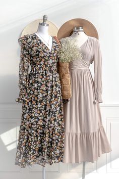 A lovely take on winter flowers, the Adeline maxi dress in black features pink, white, and orange floral print, long sleeves with smocked cuffs, a flutter shoulder detail, and a v neckline. Please Note- This item is final sale only. . Details: Small: Bust 32"-36", Waist 28"-30", Length 48" Medium: Bust 34"-38", Waist 30"-32", Length 48.5" Large: Bust 36"-40", Waist 32"-34", Length 49" Length Measured from Shoulder Length from Waist to Hem: 34" Lined Material: 100% Polyester Imported Hand Wash Co Ruffled Maxi Dress For Winter, Casual Chiffon Maxi Dress For Fall, Winter Ruffled Maxi Dress, Winter Maxi Dress With Ruffles, Feminine Floral Maxi Dress For Fall, Fall Floral V-neck Dress For Brunch, Feminine V-neck Maxi Dress For Fall, Black Floral Print Maxi Dress For Winter, Fall V-neck Ruffled Maxi Dress