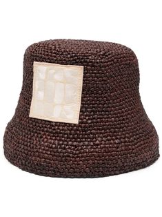 chocolate brown logo patch to the front woven raffia design narrow brim slip-on style Brown Logo, Browning Logo, Brown Hats, Woven Raffia, Crossbody Tote Bag, Crossbody Tote, Brown Fashion, Leather Gloves, Leather Accessories