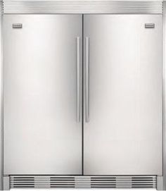 a double door refrigerator freezer sitting next to each other