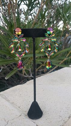 "Fun and sparkly green iridescent earrings! Color: vitrail/ green Style: pierced setting Size: .2.5\" long Need a matching bracelet? https://etsy.me/3LeGE6j Or matching ring?! https://etsy.me/3sle1v1" Iridescent Earrings, Fun Ornaments, Matching Ring, Green Style, Matching Bracelet, Earrings Green, Matching Rings, Matching Bracelets, Rhinestone Earrings