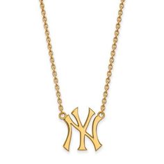 Features Description - 14ky MLB New York Yankees Small NY Alternate Pendant w/Necklace SKU - 4Y051YAN-18 Metal - 14 Kt Gold Dimensions - W= 12 mm H= 18 in Grams - 0.98 Manufacturer - LogoArt Note - The height of the pendant is from the bottom to the top of the bale. W Necklace, Large Pendant Necklace, Gifts For Sports Fans, Jewelry Lookbook, Small Pendant, Major League Baseball, Major League