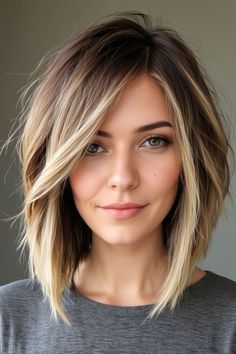 #shorthaircut #hairinspo #hairgoals #pixiecut #bobhaircut #shorthairstyles #hairtrends #hairtransformation #shorthairdontcare #chopitoff #newlook #haircutideas #shorthairlove #hairchop #freshcut Short Length Bob With Layers, Lob Haircut 2024, Lob Haircut With Side Bangs, Half Long Haircut, Lob Haircut Layered, Angled Lob, Layered Lob, Lob Haircuts