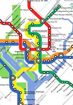 a subway map with many lines and dots