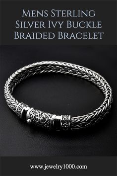 Mens Sterling Silver Ivy Buckle Braided Bracelet #Jewelry1000 #sterlingsilver #mensjewelry #mensbracelet #silverbracelet #giftforhim Silver Bracelets For Men, Chunky Bracelet, Mens Bracelet Silver, Chunky Bracelets, Chain Bracelets, Braided Bracelet, Sterling Silver Mens, Bracelet For Men, Gift For Boyfriend