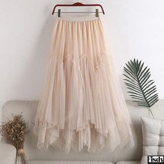 Fisdy - Elegante falda midi de malla irregular de doble capa y cintura alta con parches Athletic Attire, Pleated Tennis Skirt, Skirts Midi High Waisted, High Waisted Flares, Elegant Skirt, Color Fabric, Tennis Skirt, Tulle Dress, Flare Skirt