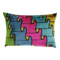 a colorful pillow on a white background