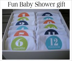 six diapers in a box with numbers on them