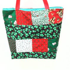 This Beautiful Handmade Christmas Tote Bag makes a great Hostess Gift Eco Friendly/ Reusable/Save the Landfill/Save money reuse this bag every year Measures 14 inches High X 16 inches Wide X 4 inches Deep Quality Cotton Fabric outside and inside Three spacious pockets inside Secure magnetic closure Handles 11 inch drop Ready to ship NO waiting.. FREE shipping to United States Handmade in my smoke free Studio Thank you for visiting.: kaysclassyboutique@etsy.com Multicolor Tote Pouch For Gift, Square Shoulder Bag With Zipper Pouch As Gift, Handmade Rectangular Crafts For Gift Making, Handmade Gift Bags, Tote Bag Patchwork, Pouch Handmade, Handmade Purse, Christmas Tote Bags, Christmas Tote