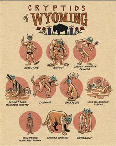 an old poster shows the different types of wild animals and their names in native american language