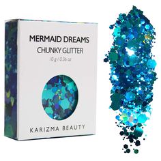 A mezmerizing mix of royal blue glitter, sea green glitter, color shifting azure and our signature Hologram Sparkle this dreamy blend transforms you into a siren of the sea, and the dance floor. Festival Gems, Body Nails, Easy College Halloween Costumes, Festival Glitter