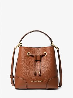 Bucket Bag Style, Michael Kors Mercer, Michael Kors Outlet, Satin Bags, Leather Bucket Bag, Leather Bucket, Brown Bags, Tote Backpack, Suede Boots