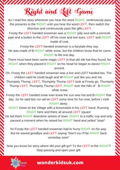 a christmas poem with the words right and left hand written in red, green and white