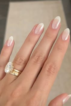 Modern White Tip Nails, Clean Nail Manicure, Bridal Nails Oval, Soft French Almond Nails, French Tip Glazed Nails, French Nails Gel Short, Delicate French Tip Nails, Wedding Nails Natural Simple, Clear Wedding Nails