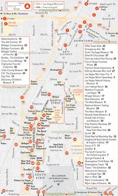 a map with many different locations and numbers in red, white, and orange colors