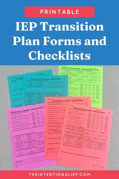 the printable iep transition plan forms and checklistes are on top of each other