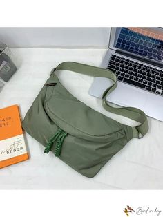 BirdinBag - Oversized Waterproof Solid Color Nylon Minimalist Fanny Pack Versatile Solid Color Nylon Shoulder Bag, Casual Khaki Nylon Shoulder Bag, Nylon Outdoor Shoulder Bag, Everyday Waterproof Solid Shoulder Bag, Color Minimalist, Waist Bags, Green Bag, Sling Bag, Fanny Pack