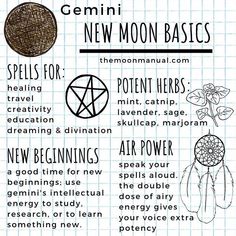 The Moon Manual by Quinn on Instagram: “Officially Gemini season and tomorrow's new moon is in Gemini, so here are some of my notes about it 🌜 Y'all got any plans? I'll be…” New Moon In Gemini, Moon In Gemini, Gemini Season, My Notes