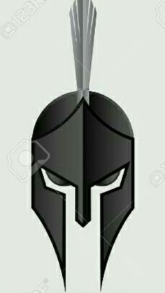 the spartan helmet is black and white