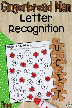 gingerbread man letter recognition activity for preschool and pre - k students to practice their letters