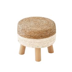 a small stool made out of rope and wooden legs