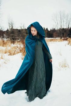 Winter Costume, Fairy Photoshoot, Hooded Cloak, Engagement Dresses, Little Red Riding Hood, Wool Dress, Art Clothes, Cloak, I Dress