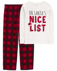 Carters Size Chart, Santa's Nice List, Carter Kids, Nice List, Boys Fleece, Fleece Pajamas, Festive Design, Boys Pajamas, Toddler Boy Outfits