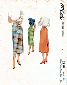 three women's dresses from the 1950's and 1960s's are shown