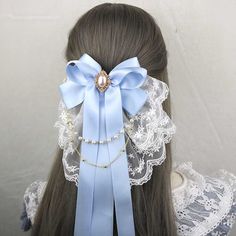 Ribbon Length: 40cm/15.76"-50cm/19.70" Fashion Sketches Dresses, Lace Flower, Flower Hair Accessories, Hair Reference, Fantasy Jewelry, Lace Flowers, Flower Hair, Gothic Lolita, Character Outfits