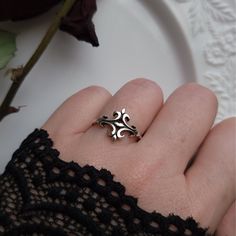 A gorgeous black onyx heart ring. Made with sterling silver and cubic zirconia gems. Multiple sizes available. Cheap Silver Gothic Rings, Gothic Cross, Gothic Crosses, Cross Ring, Ring Sterling Silver, Sterling Ring, Ring Necklace, Black Onyx, Shop Earrings