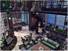 Industrial Building Home, Sims 4 Twilight House, Ts4 Loft House, Sims Underground House, Sims Industrial House, Sims 4 Underground Bunker, Modern Vampire House Sims 4, Industrial Loft Sims 4