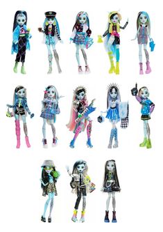 the monster dolls are all dressed up in different outfits