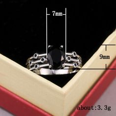 Style: Europe and America Color: Black F174 Black Crystal Promise Ring, Black Metal Rings For Gift, Black Metal Rings For Gifts, Gothic Black Crystal Promise Ring, Black Metal Crystal Round Ring, Black Round Metal Jewelry, Elegant Black Metal Rings, Black Metal Crystal Ring, Gothic Black Formal Ring