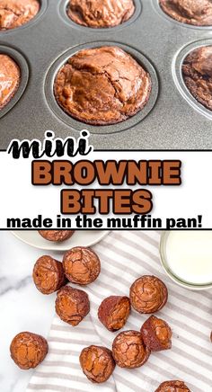 mini brownie bites are made in the muffin pan and ready to be eaten