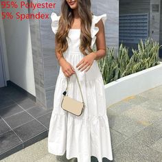 Brand Name: CelmiaSilhouette: A-LINEOrigin: CN(Origin)Season: SummerNeckline: Square CollarSleeve Style: TANKDecoration: RUFFLESStyle: CasualDresses Length: Ankle-LengthMaterial: PolyesterMaterial: SpandexProfile Type: HModel Number: Bohemian Ruffles Bandage Long Dress Robe FemmeClosure Type: PulloverSleeve Length(cm): SleevelessType: RegularRelease Date: Summer 2021Gender: WOMENWaistline: Natural FactorsPattern Type: SolidMaterial: 95% Polyester+5% SpandexColor: Wine Red,Green,BlackOccasion: Ca Sleeveless Maxi Dress Summer, Sundress Women, High Collar Shirts, Sleeveless Romper Jumpsuits, Long Summer Dresses Maxi, Bohemian Women, Maxi Sundress, Dress Bohemian, Khaki Fashion