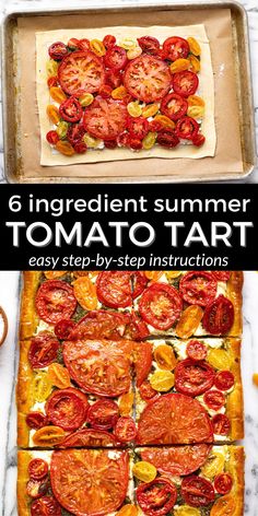 an image of tomato tart with text overlay