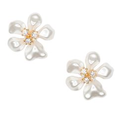 Delicate White "Pearl" Flowers With A Triple Crystal Stone Center On These Fabulous Kenneth Jay Lane Flower Clip-On Earrings. Set In Gold-Tone Mixed Metal Clip On Backing Approx. 1.5” New With Tags, Authentic White Feminine Pearl Earrings For Formal Occasions, White Pearl Flower Earrings For Formal Occasion, White Pearl Earrings In Flower Shape For Formal Events, Feminine White Bridal Earrings For Anniversary, Feminine White Pearl Earrings For Anniversary, Pearl White Flower Pearl Earrings For Anniversary, White Flower Pearl Earrings For Anniversary, White Floral Pearl Earrings For Formal Events, White Feminine Flower Earrings For Formal Occasions